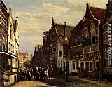 Cornelis Springer Famous Paintings - De Wijdstraat Te Oudewater Bij Zomer